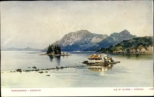 Künstler Ak Korfu Griechenland, Ile d&#39;Ulysse