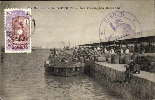 Ak Dschibuti, Hafen und Zollanlagen