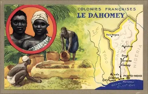 Landkarten Ak Dahomey Benin, Colonies Francaises, Einheimische beim Wasserschöpfen