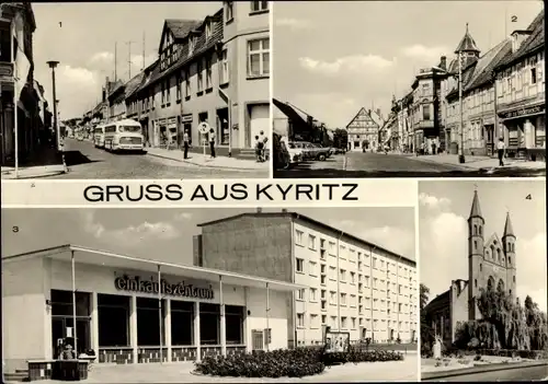 Ak Kyritz in der Prignitz, Wilhelm-Pieck-Straße, Platz der Einheit, Einkaufszentrum, Kirche