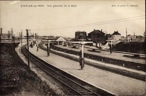 Ak Etaples sur Mer Pas de Calais, La Gare