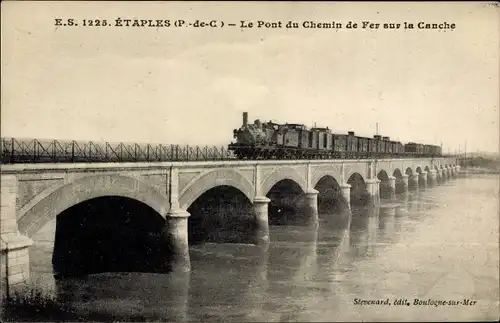 Ak Étaples Pas de Calais, Le Pont du Chemin de Fer sur la Canche