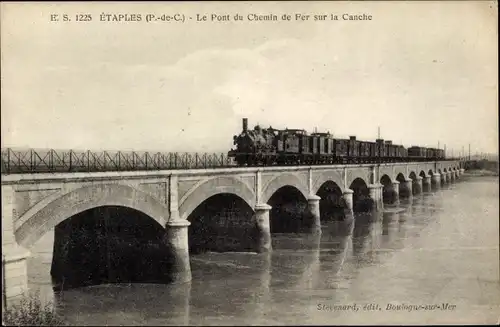 Ak Étaples Pas de Calais, Le Pont du Chemin de Fer sur la Canche