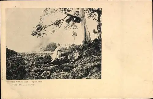 Ak Konakry Guinea, Eine Strandmünze