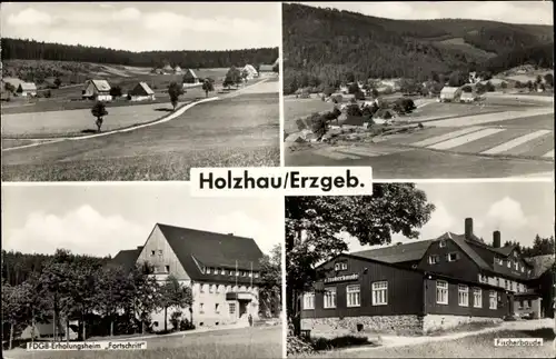 Ak Holzhau Rechenberg Bienenmühle Erzgebirge, FDGB-Erholungsheim Fortschritt, Fischerbaude