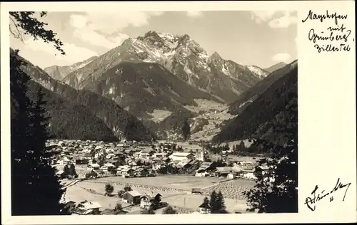 Ak Mayrhofen im Zillertal Tirol, Gesamtansicht mit Grünberg