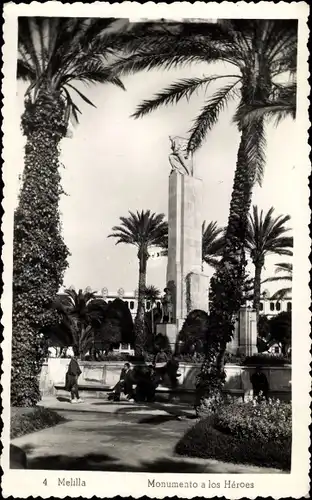 Ak Melilla Spanien, Heldendenkmal