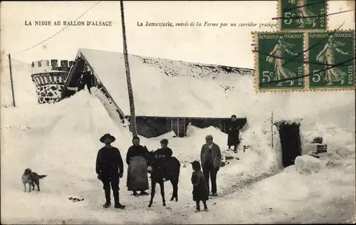 Ak La Jumenterie Lothringen Vosges, la Neige au Ballon d'Alsace, la Ferme