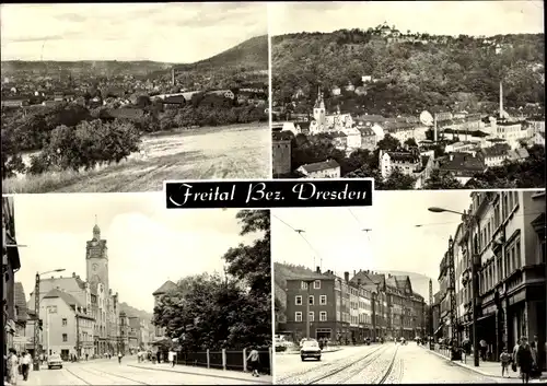 Ak Freital in Sachsen, Panorama, Straßenansichten