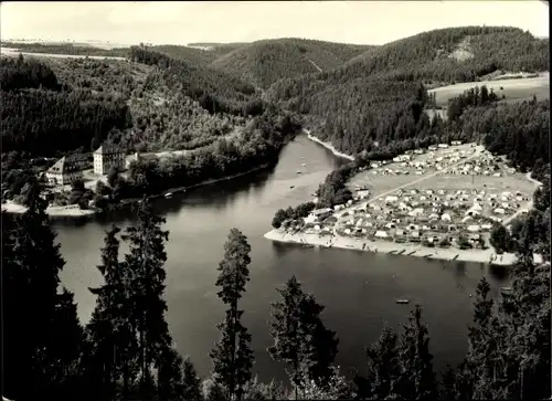 Ak Linkenmühle Gössitz in Thüringen, Campingplatz, Am Stausee der Hohenwartesperre