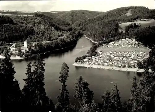 Ak Linkenmühle Gössitz in Thüringen, Campingplatz, Am Stausee der Hohenwartesperre