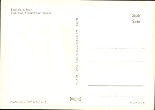 Ak Saalfeld an der Saale Thüringen, Blick zum Franziskaner-Kloster