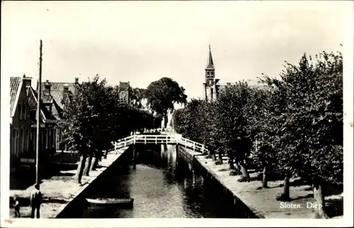 Ak Sloten Friesland Niederlande, Diep, Ortsansicht