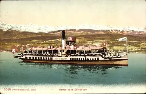Ak Salondampfer MS Waedensweil auf dem Zürichsee