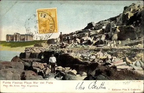 Ak Mar del Plata Argentinien, Punta Piedras, Playa