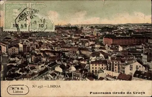 Ak Lisboa Lissabon Portugal, Panorama tirado da Graca