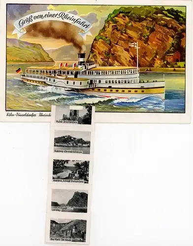 Leporello Ak Sankt Goarshausen am Rhein, Loreley, Köln-Düsseldorfer Rheindampfschifffahrt