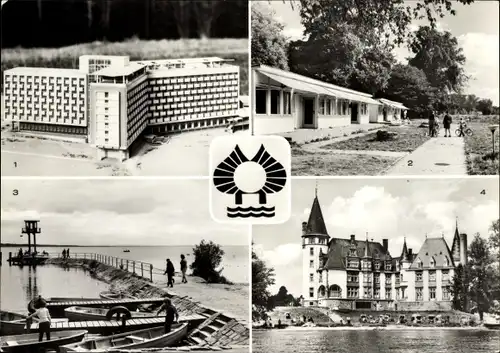 Ak Klink Waren Müritz Mecklenburg Vorpommern, Bettenhaus, Bungalows, Mole, Schloss