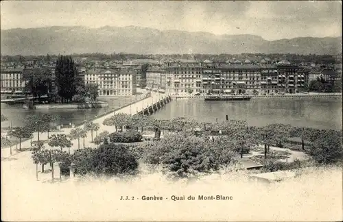 Ak Genf Genf Schweiz, Brücke, Stadt, Mont Blanc