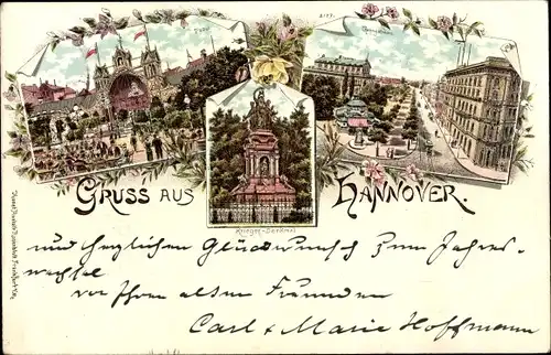 Litho Hannover in Niedersachsen, Tivoli, Kriegerdenkmal, Georgstraße