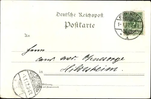 Litho Göttingen in Niedersachsen, Gesamtansicht, Rosen, Glückwunsch