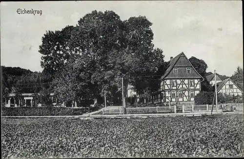 Ak Eichenkrug Gleichen Landkreis Göttingen, Ortsansicht, Fachwerkhäuser