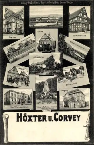 Ak Höxter in Nordrhein Westfalen, Tilly Haus, Rathaus, Schloss Corvey