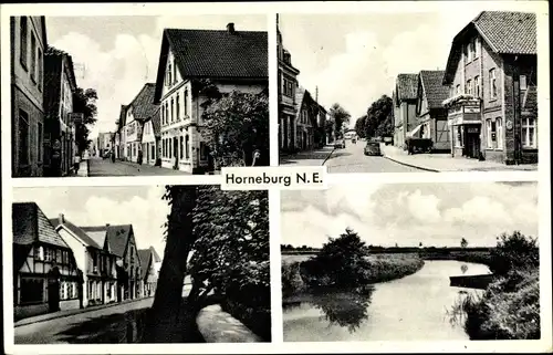 Ak Horneburg Niedersachsen, Straßenpartie, Wohnhäuser, Fluss