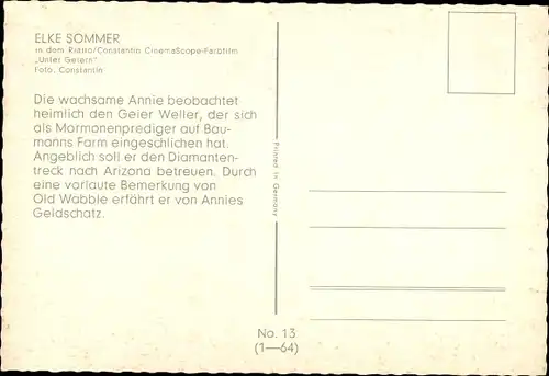 Ak Schauspielerin Elke Sommer, Szene aus dem Film Unter Geiern, Constantin, Karl May