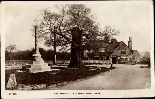 Ak Penn Buckinghamshire, Kriegsdenkmal, Crown Hotel