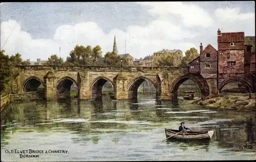 Künstler Ak Durham England, Old Elvet Bridge, Chantry