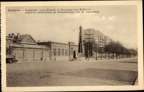 Ak Etterbeek Brüssel Brüssel, Boulevard Louis Schmidt und Denkmal für die Gunners