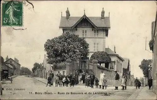 Ak Meru Oise, Rues de Beauvais et de Lardieres