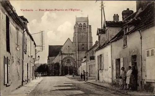 Ak Verberie Oise, Rue Saint Pierre, Die Kirche