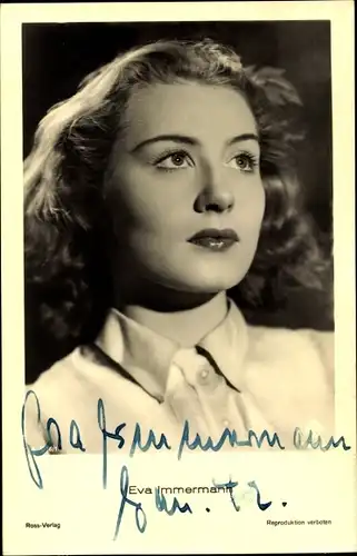 Ak Schauspielerin Eva Immermann, Portrait, Autogramm