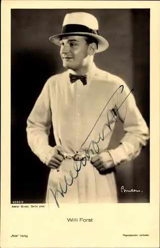 Ak Schauspieler Willi Forst, Portrait, Ross Verlag 6069 3, Autogramm
