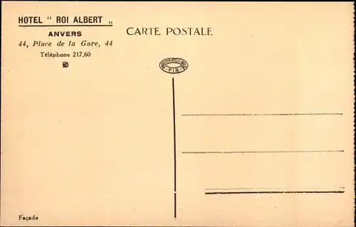 Ak Antwerpen Antwerpen Flandern, Hotel Roi Albert, 44, Place de la Gare