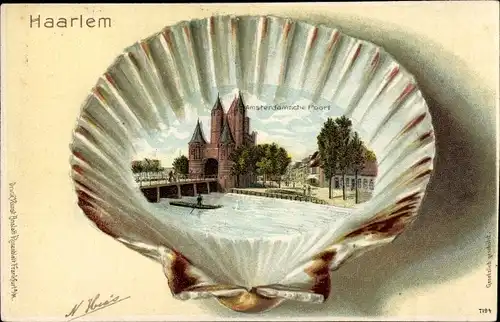 Muschel Litho Haarlem Nordholland Niederlande, Amsterdamsche Poort