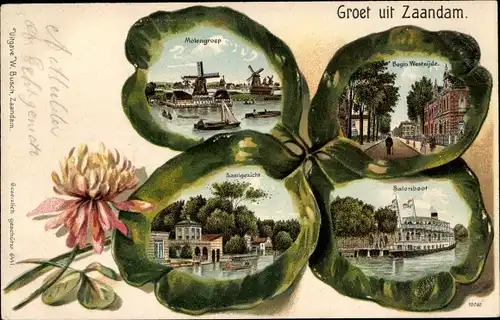 Kleeblatt Litho Zaandam Zaanstad Nordholland, Molengroep, Westzijde, Salonboot