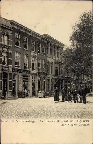 Ak 's Gravenhage Den Haag Südholland, Luthersche Burgwal met 't gebouw der Nieuwe Courant