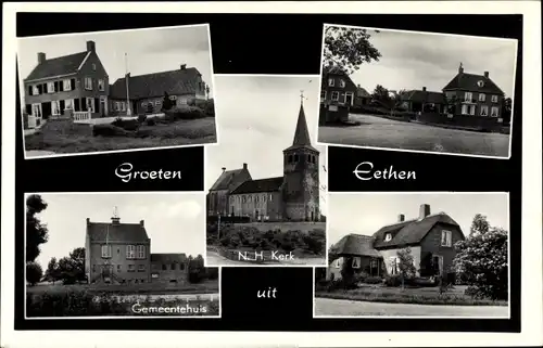 Ak Eethen Nordbrabant Niederlande, Gemeentehuis, N. H. Kerk