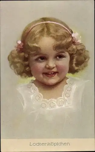 Künstler Ak Lockenköpfchen, Kinderportrait, Mädchen