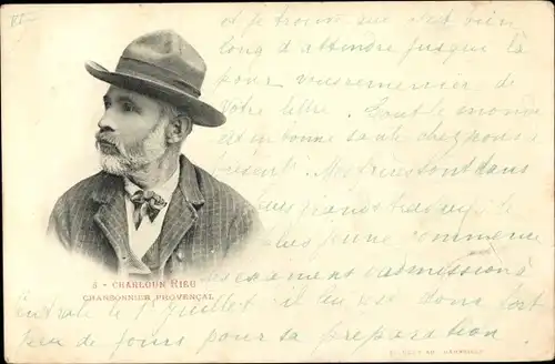 Ak Charloun Rieu, Chansonnier und Dichter, Portrait