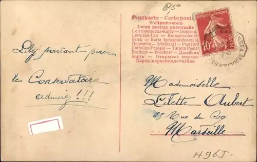 Ak Mädchen mit Geige und Noten