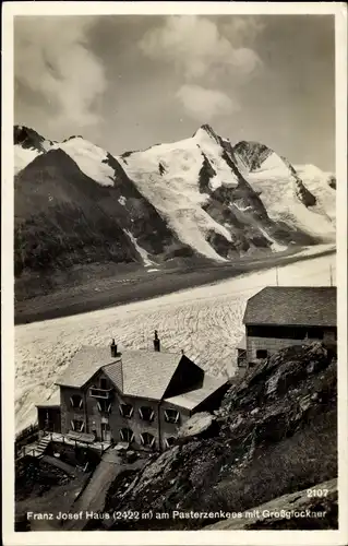 Ak Zell am See in Salzburg, Franz Josef Haus am Pasterzenkees mit Großglöckner