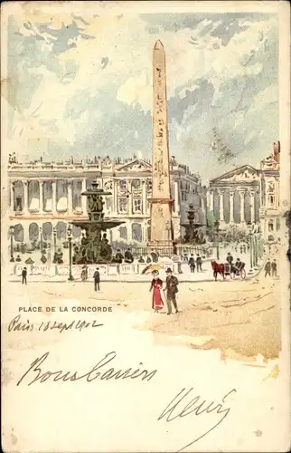 Litho Paris I Louvre, Place de la Concorde