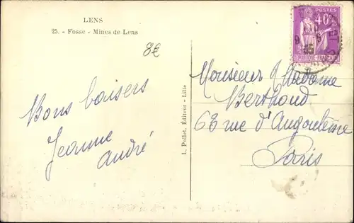 Ak Lens Pas de Calais, Fosse, Mines de Lens