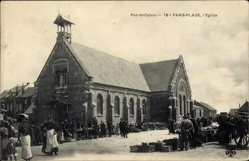 Ak Le Touquet Paris Plage Pas de Calais, L'Eglise, marché