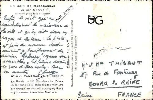 Ak Stavy Madagaskar, Stadtansicht, Berghang, Häuser