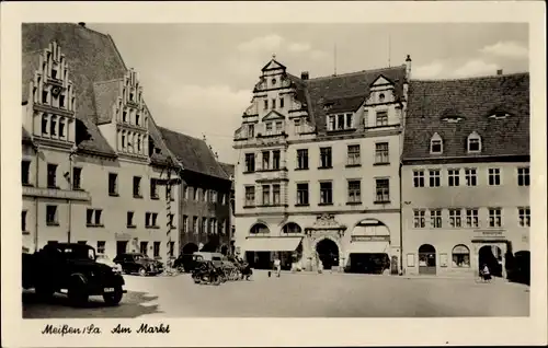 Ak Meißen Elbe Sachsen, Am Markt, Auto